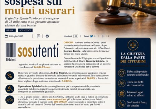 INGIUNZIONE SOSPESA SUI MUTUI USURARI