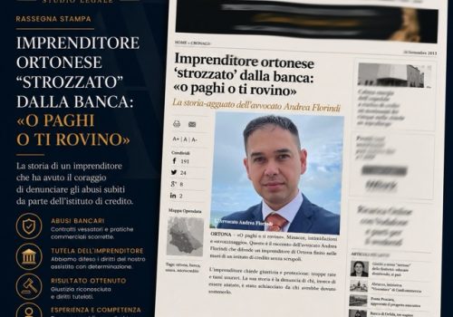IMPRENDITORE ORTONESE “STROZZATO” DALLA BANCA: «O PAGHI O TI ROVINO»