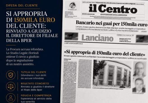 SI APPROPRIA DI 150MILA EURO DEL CLIENTE: RINVIATO A GIUDIZIO IL DIRETTORE DI FILIALE DELLA BPER
